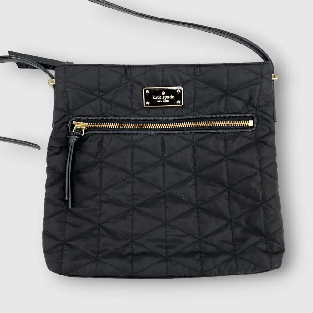Kate Spade New York Black Quilted Nylon Crossbody Bag